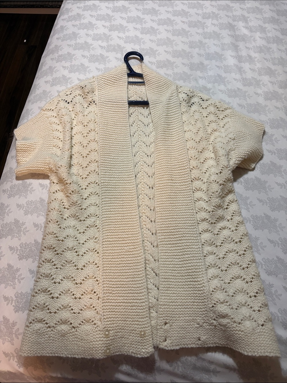 Cream Open-Front Knit Cardigan Sweater